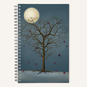 Melancholy Heart Shaped Tree Under the Full Moon Notebook