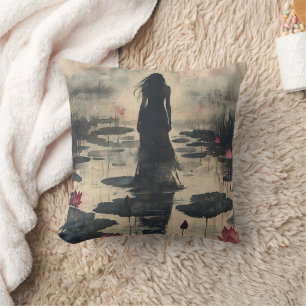 Melancholy Lotus Mist Watercolor (1) Cushion