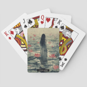 Melancholy Lotus Mist Watercolor (1) Playing Cards