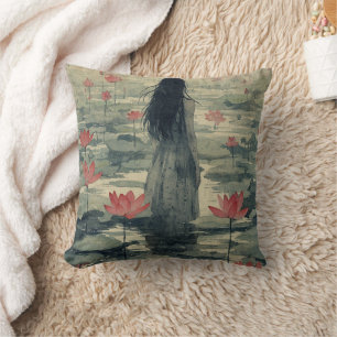 Melancholy Lotus Mist Watercolor (2) Cushion