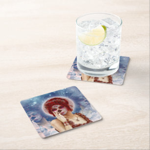 Melancholy Sugar Doll Square Paper Coaster