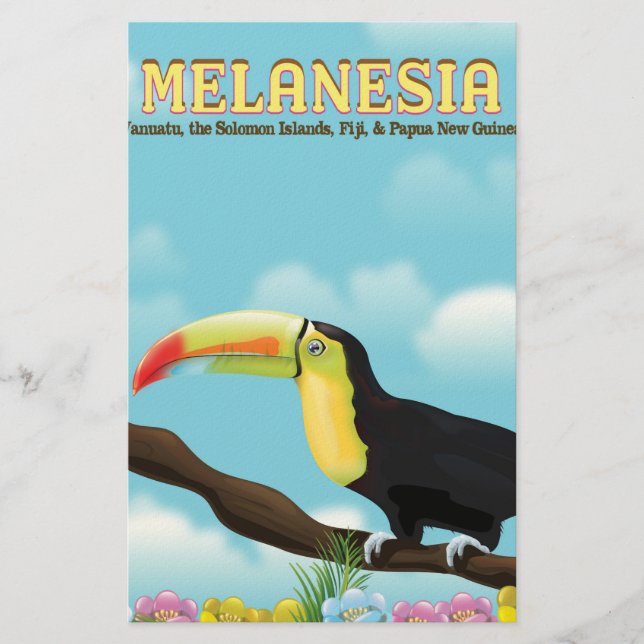 Melanesia Toucan travel poster Stationery (Front)