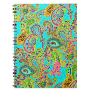 Melange paisley in turquoise and green notebook