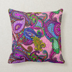 Melange Paisley with pink Cushion
