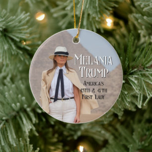 Melania Trump 47th First Lady 2024 Christmas Ceramic Ornament