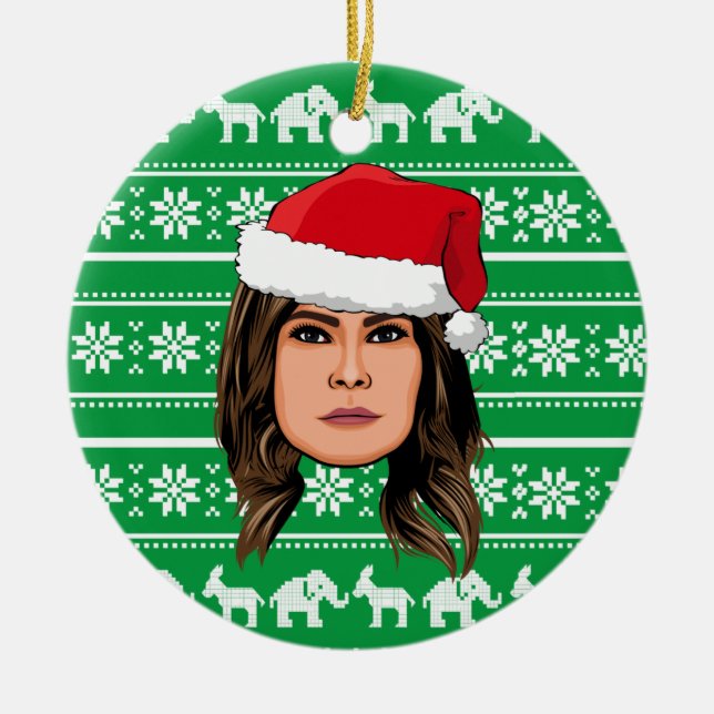 MELANIA TRUMP Christmas Ceramic Ornament (Front)