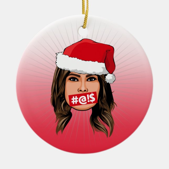 MELANIA TRUMP Christmas Ceramic Ornament (Front)