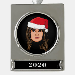 MELANIA TRUMP Christmas Silver Plated Banner Ornament