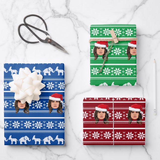 MELANIA TRUMP Christmas Wrapping Paper Sheet (Front)