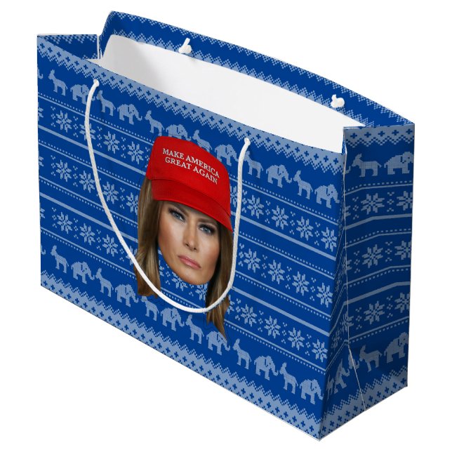Melania Trump MAGA Christmas Large Gift Bag (Back Angled)