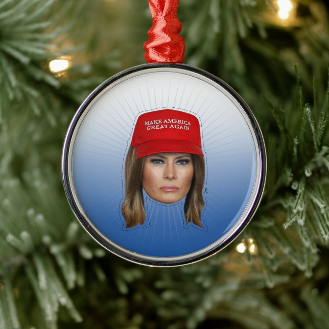 Melania Trump MAGA Christmas Metal Ornament (Tree)