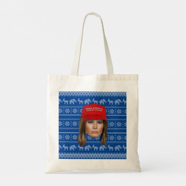 Melania Trump MAGA Christmas Tote Bag (Back)