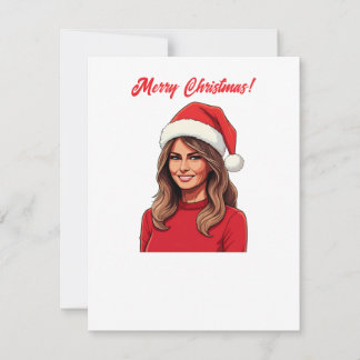 Melania Trump With Santa Claus Hat Merry Christmas Holiday Card