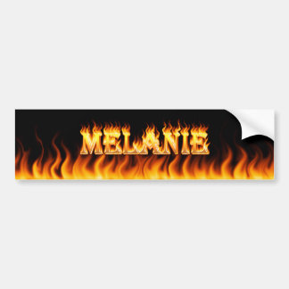 Melanie real fire and flames bumper sticker design