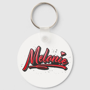 Melanie red Heart Graffiti Key Fans Ring