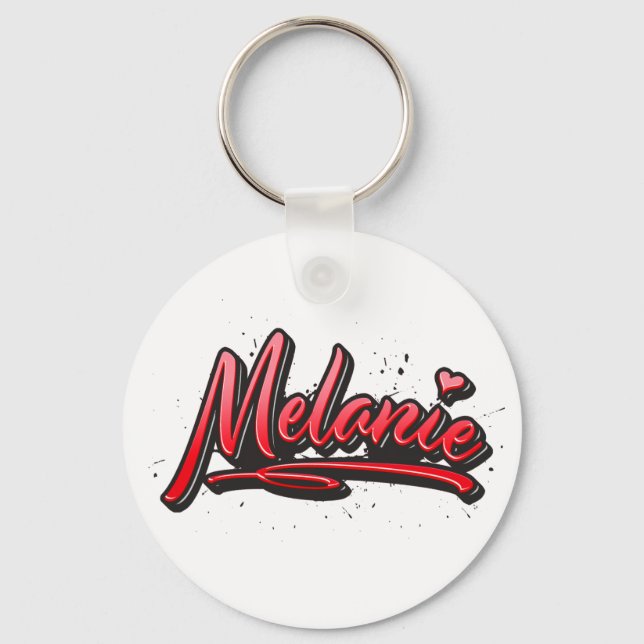 Melanie red Heart Graffiti Schlüsselanhänger Key Ring (Front)