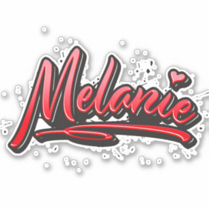 Melanie red Heart Graffiti Sticker