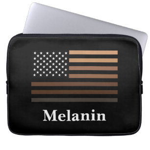 Melanin African American USA Flag Black History Laptop Sleeve