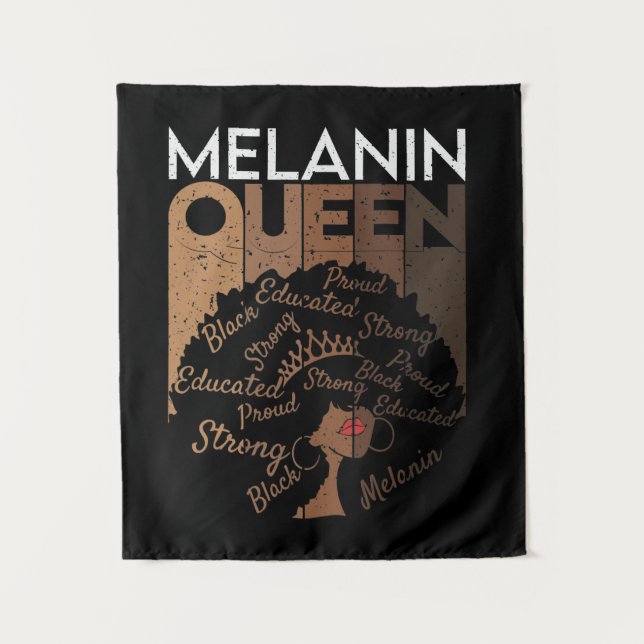 Melanin Afro Queen Word Art Tapestry (Front)