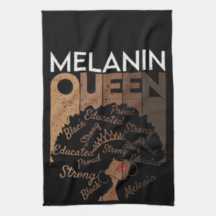 Melanin Afro Queen Word Art  Tea Towel
