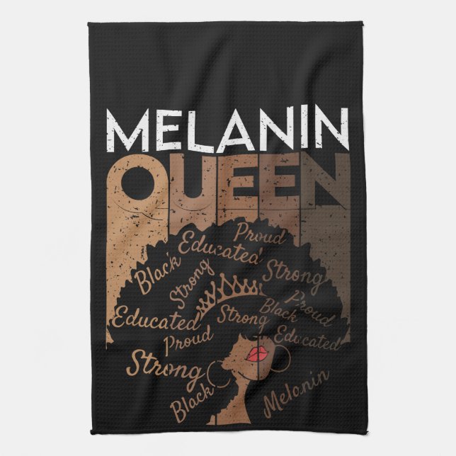 Melanin Afro Queen Word Art  Tea Towel (Vertical)