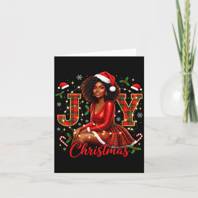 Melanin Afro Sleigh Queen Christmas African Americ Card (Front)