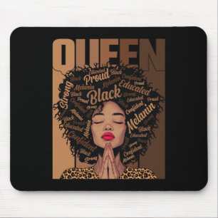 Melanin Afro Woman Praying Black Queen Black Histo Mouse Pad