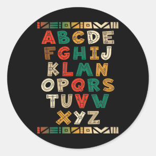 Melanin Alphabet Black History Month African Teach Classic Round Sticker