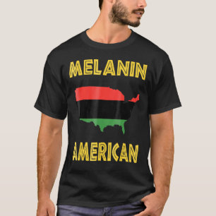 Melanin American African Flag Usa Map Black T-Shirt