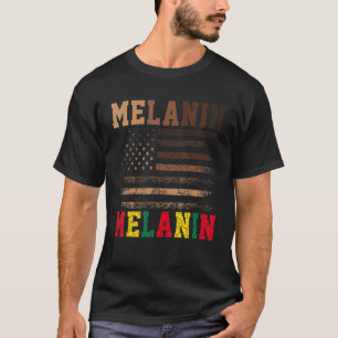Melanin American Flag Black History Month T-Shirt