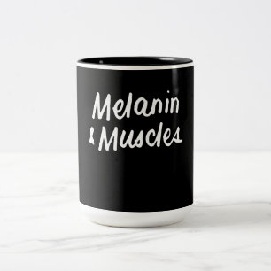 Melanin And Muscles Black Is Beautiful Workout Gym Two-Tone Coffee Mug