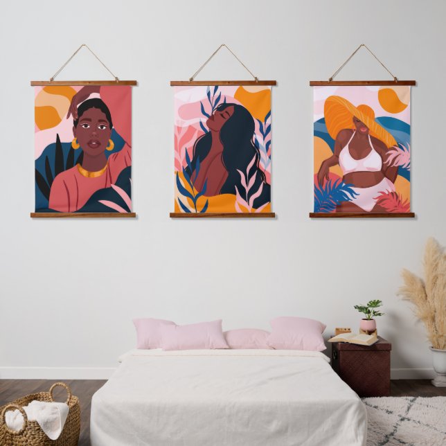 Melanin Beauty Wood Topped Wall Tapestry (Bedroom)
