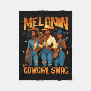 Melanin Black Cowgirl Magic Western Juneteenth Bla Fleece Blanket
