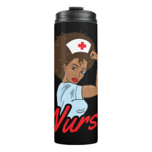 Melanin Black Nurse Clothing Gift African American Thermal Tumbler