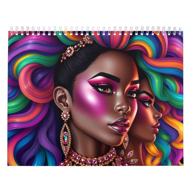 melanin black queen African American woman sista Calendar (Cover)