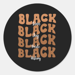 Melanin Black Women Black History Month Retro Prem Classic Round Sticker