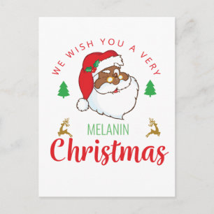 Melanin Christmas afrocentric Santa Holiday Postcard