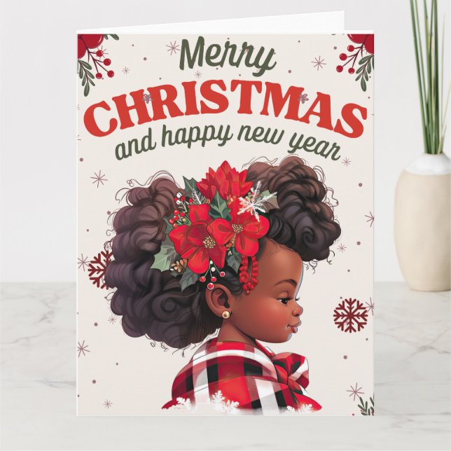 Melanin Christmas Black Girl Magic Xmas Magic Fun Card (Front)