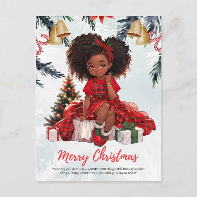 Melanin Christmas Black Girl Magic Xmas Magic Fun Postcard (Front)