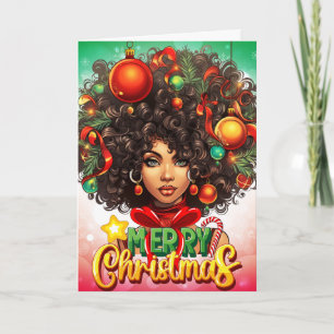 Melanin Christmas Black Queen Melanin Woman Xmas  Card