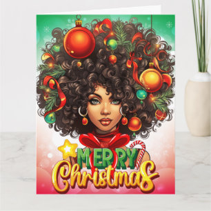 Melanin Christmas Black Queen Melanin Woman Xmas  Card
