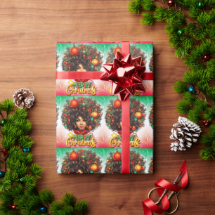 Melanin Christmas Black Queen Melanin Woman Xmas  Wrapping Paper