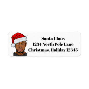 Melanin Christmas Black Santa Claus Xmas Bruh Sis Return Address Label