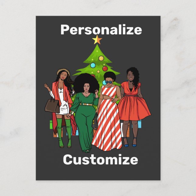 Melanin Christmas Black Sista Personalise Custom Holiday Postcard (Front)