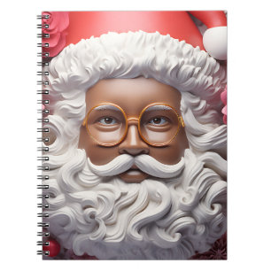 Melanin Christmas Chocolate Black Santa Claus Notebook