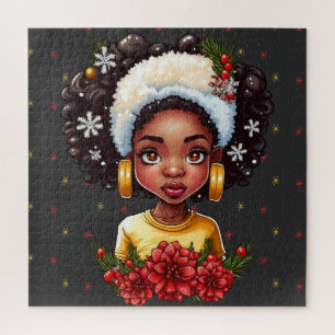 Melanin Christmas Magic  Black Girl Woman  Sista Jigsaw Puzzle