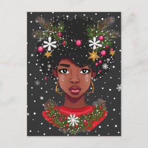 Melanin Christmas Magic  Black Girl Woman  Sista Postcard