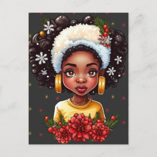 Melanin Christmas Magic Black Girl Woman Sista Postcard