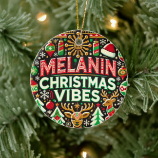 Melanin Christmas Vibe Tree Ornament