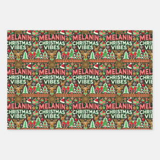 Melanin Christmas Vibes Wrapping Paper Sheets